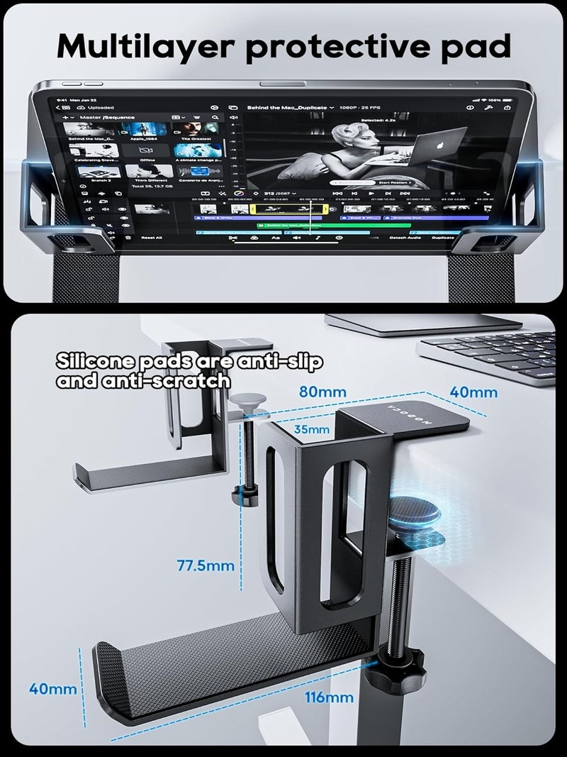 NODOCA Laptop Storage for Desk, Vertical Laptop Stand for Desk, MacBook Vertical Stand, with Headphone Holder, Desk Side Storage for MacBook/Surface/Samsung/HP/Dell[M, Black] - Image 4
